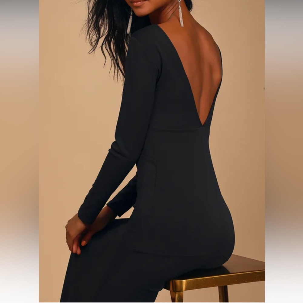 Lulus Wait For Me Black Long Sleeve Maxi Dress